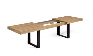 Table repas extensible Brixton 200-300cm plateau bois et pieds noirs