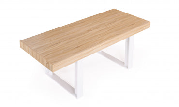 Table repas extensible Brixton 160-200cm plateau bois et pieds blancs