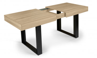 Table repas extensible Brixton 160-200cm plateau bois et pieds noirs