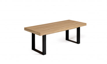 Table repas extensible Brixton 200-300cm plateau bois et pieds noirs