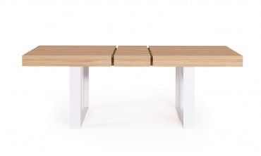 Table repas extensible Brixton 160-200cm plateau bois et pieds blancs