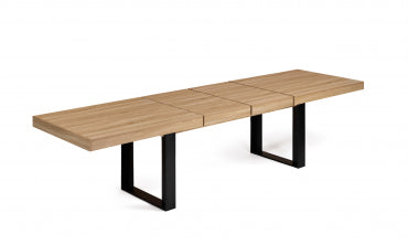 Table repas extensible Brixton 200-300cm plateau bois et pieds noirs