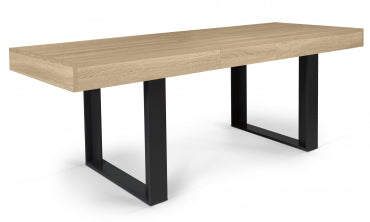 Table repas extensible Brixton 160-200cm plateau bois et pieds noirs