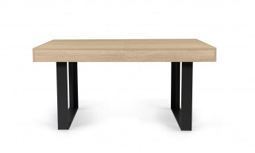 Table repas extensible Brixton 160-200cm plateau bois et pieds noirs