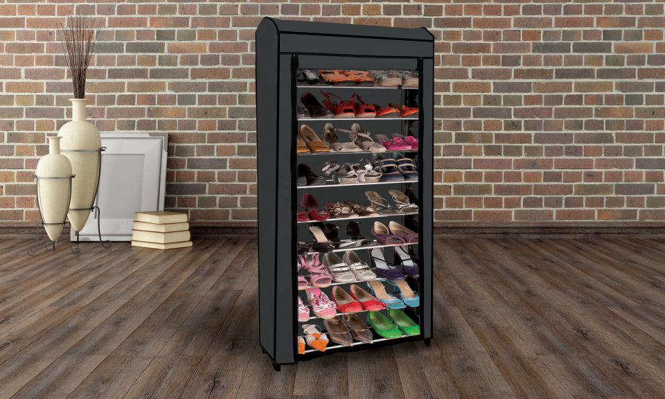 Etagère à chaussures Mode 50 paires + housse grise