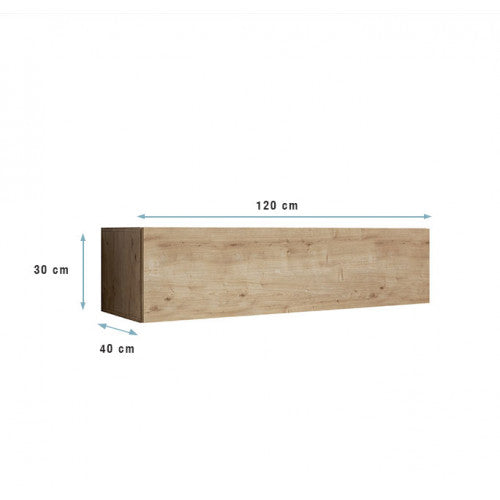 Meuble TV suspendu  chêne clair  - 120 X 30 cm - Amara M1