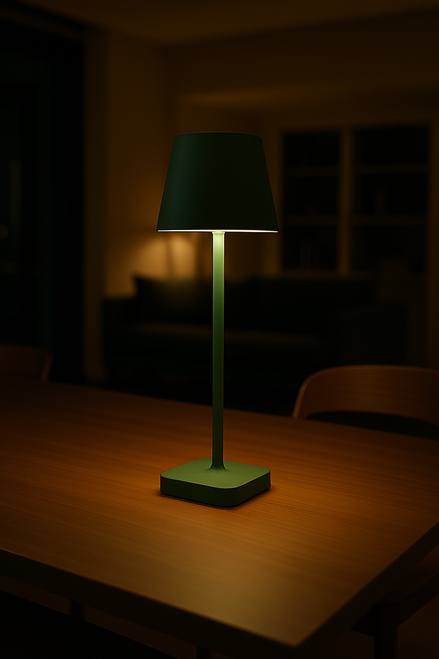 FlinQ - Lampe de table - Rechargeable - Intensité variable avec mode mémoire - 3 niveaux d'éclairage - 38 cm - Verte foncée